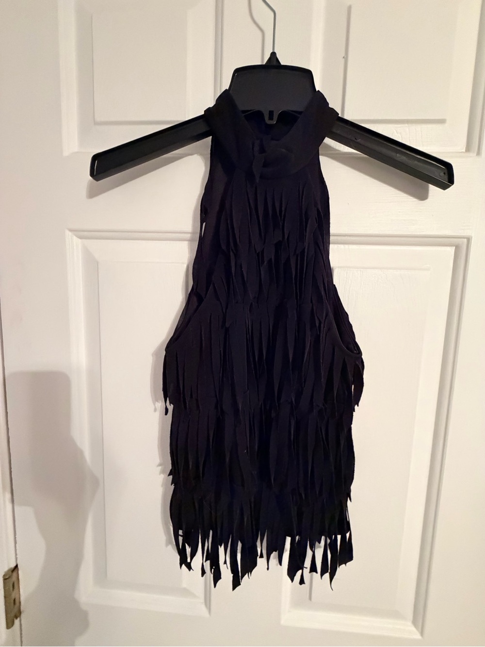 Signature Black Fringe Halter Tank Top